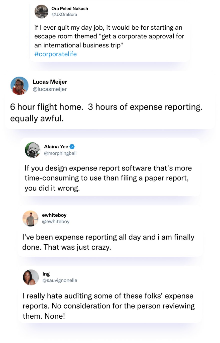 Kill expense reports - Twitter X