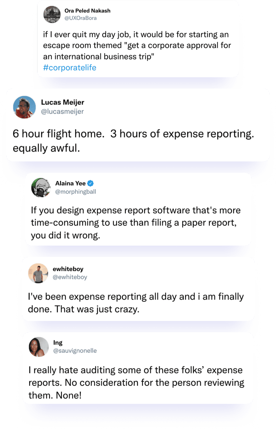 Kill expense reports twitter mobile