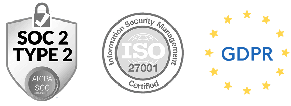Security badges SOC2 Type 2 ISO GDPR logos