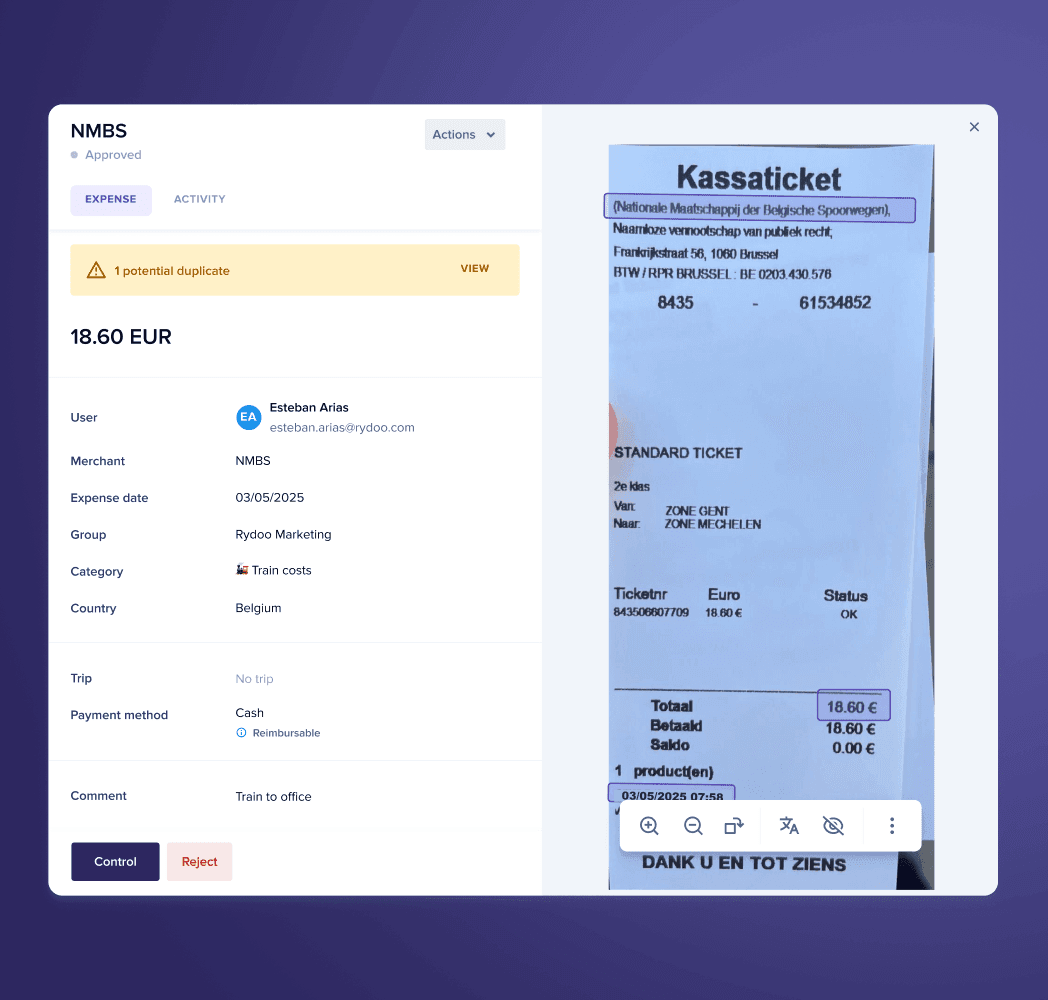 Smart audit monitor receipt details